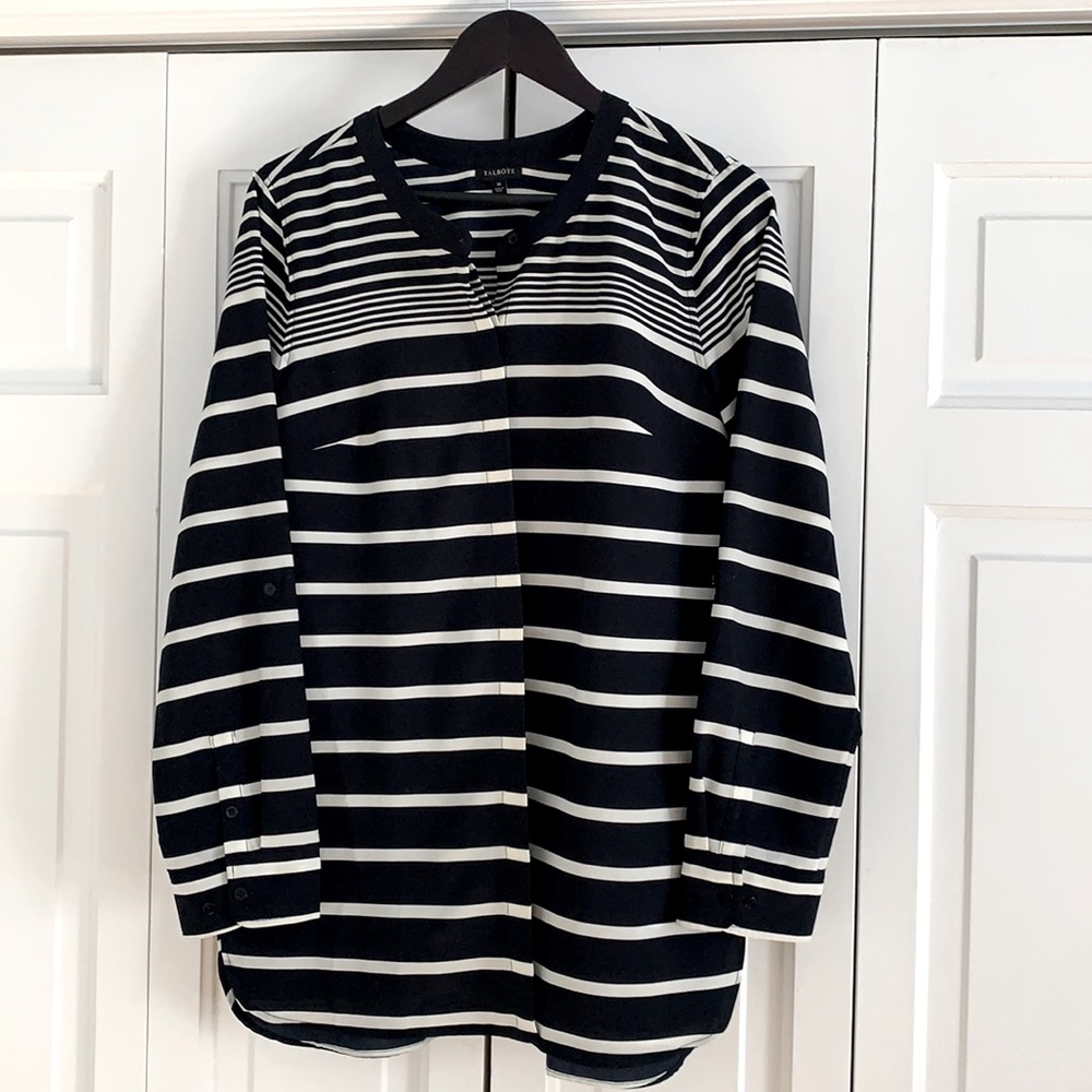 Talbots Navy/White stripe blouse (M)
